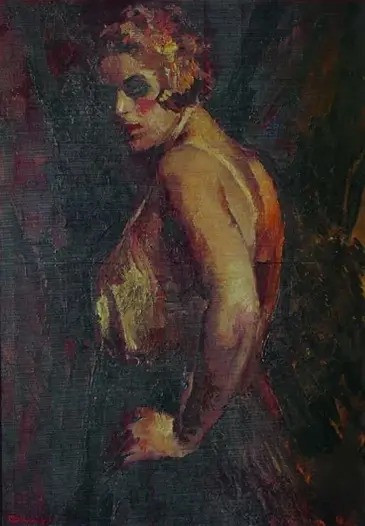 Giuseppe Amisani (1881 - 1941) Figura di donna Olio su tavola, cm 64,5 x 44,5