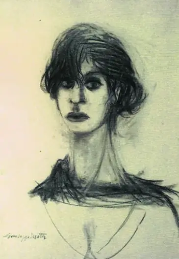 Giuseppe Motti (1908 - 1988) Ritratto della moglie Carboncino, cm 62 x 50