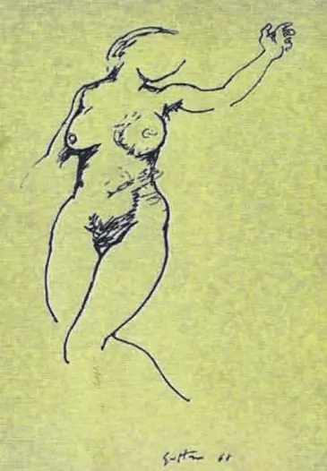 Renato Guttuso (1911 - 1987) Nudo (1968) China su carta, cm 22 x 17